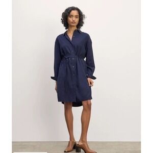 Everlane NWT The Must Have Shirtdress In Butterlite Navy Blue Small Comfy Soft
